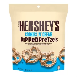 Joys Delights Lolly Shop Online White Chocolate Hershey's Cookies And Cream Dipped Pretzels 120g Bulk