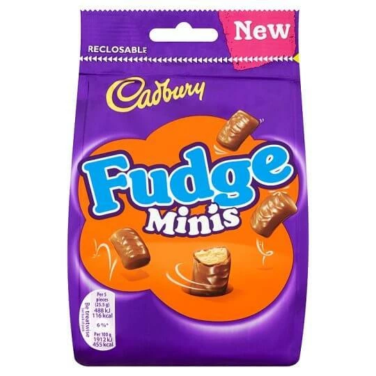 Outlet π₯ Joy's De'Lights Cadbury Fudge Minis 120g Milk Chocolate π€© 1 Joy's De'Lights Cadbury Fudge Minis 120g Milk Chocolate