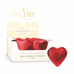 Joys Delights Lolly Shop Online Pink Lady Large Red Milk Choc Heart 30g Bulk